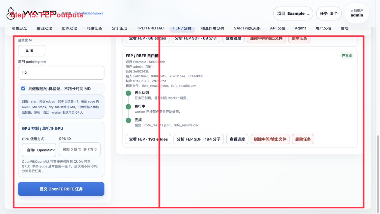 Step 15: View the FEP edge table, download the report, or analyze the derived SDF with FEP fields